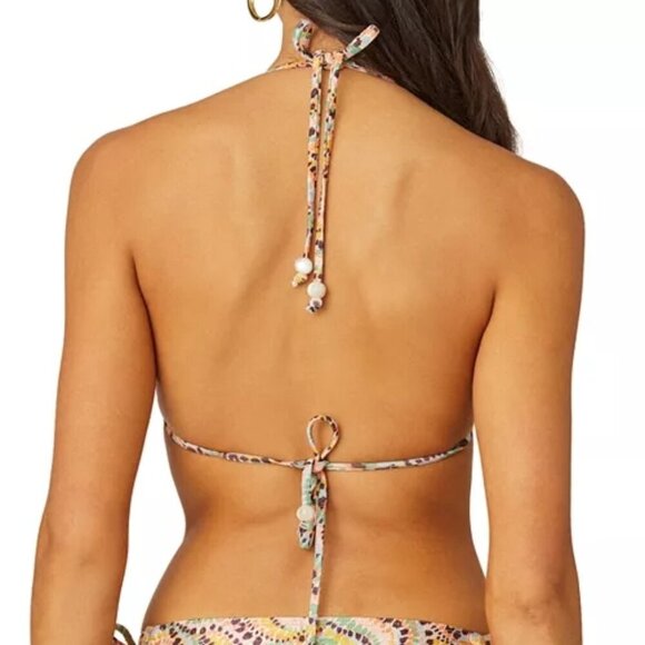 Shoshanna Halter Tie Neck Ring Triangle Bikini Top Size S Multicolor - Picture 2 of 3